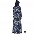Printed shrug abaya- navy blue-white
